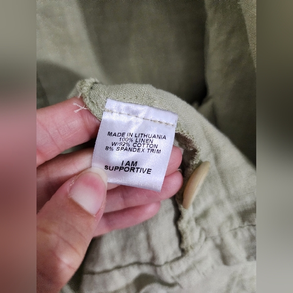 FLAX Linen Jacket Women Small Sage Green Button Front Lagenlook Artsy Minimalist - Picture 10 of 16